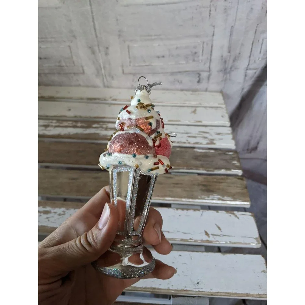 Sundae‎ ice cream ornament Xmas glass tree